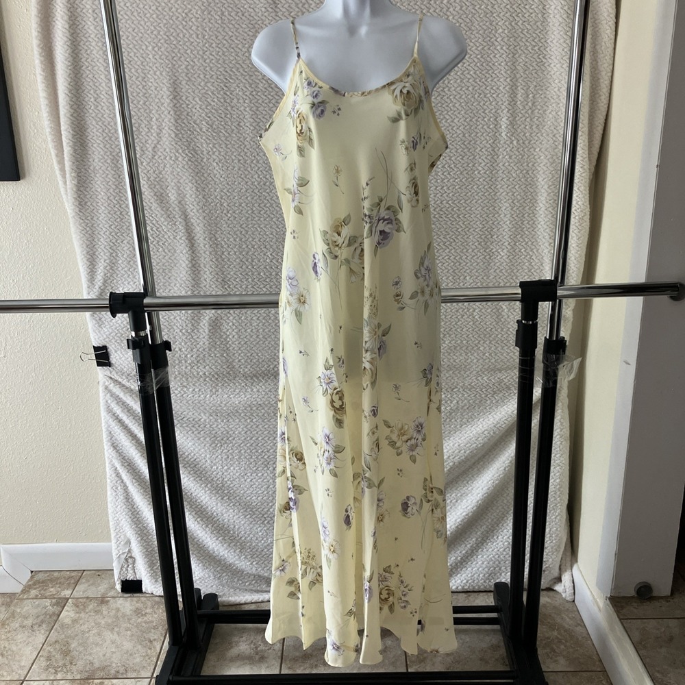 Vintage Y2K Victorias Secret Floral Sheer Slip Dress Large Maxi Boho 90's